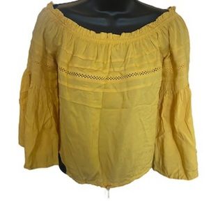 Off the shoulder yellow top